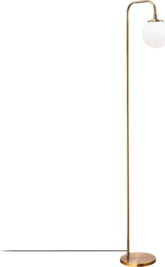 Bílá/v mosazné barvě stojací lampa se skleněným stínidlem (výška 146 cm) Viran – Opviq lights Opviq lights