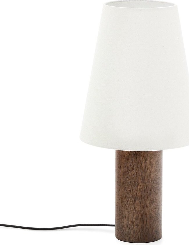 Bílá/v tmavě přírodní barvě stolní lampa s textilním stínidlem (výška 49