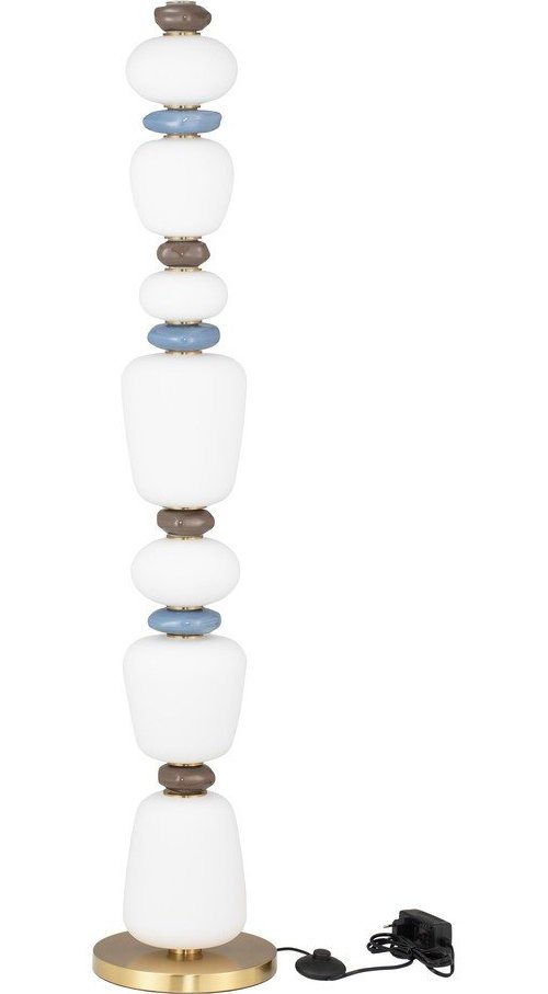 Bílá/ve zlaté barvě kovová LED stmívatelná stojací lampa s porcelánovým stínidlem/se skleněným stínidlem (výška 130