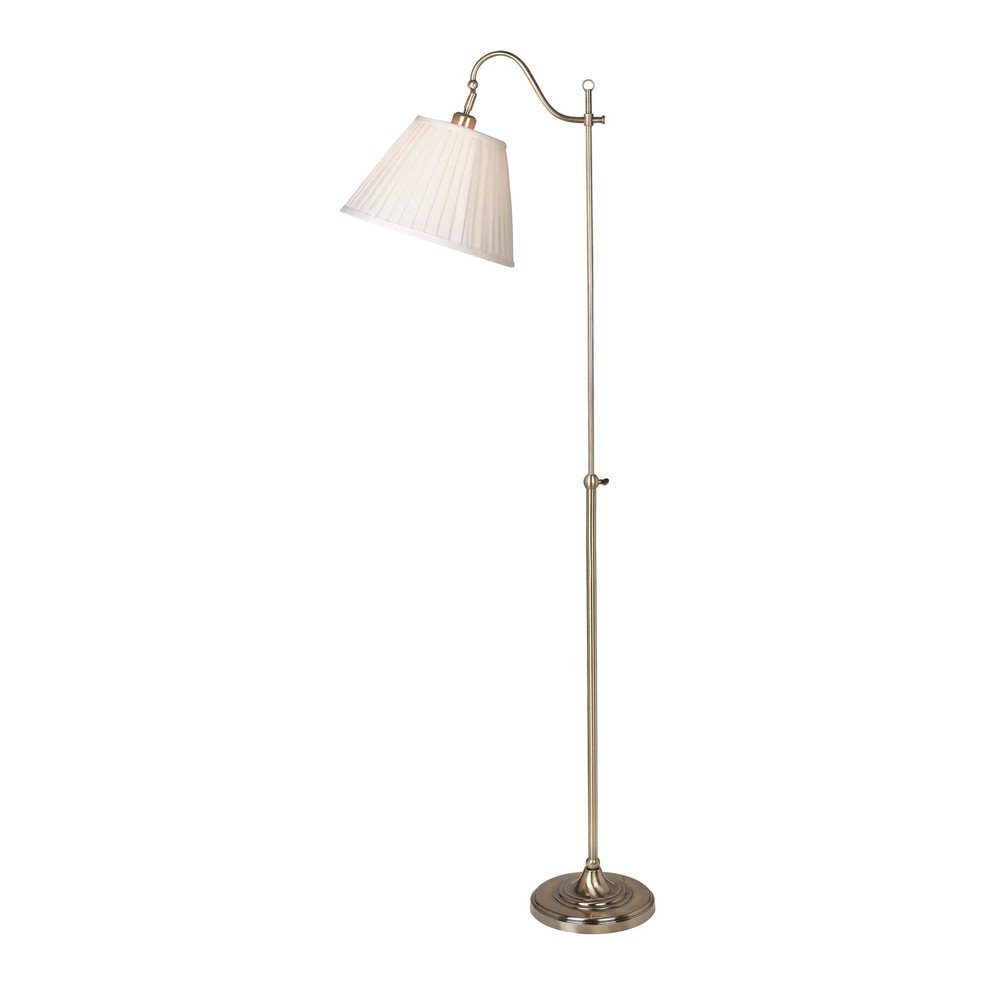Bílá/ve zlaté barvě stojací lampa s ohybatelnou konstrukcí s textilním stínidlem (výška 167 cm) Charleston – Markslöjd Markslöjd