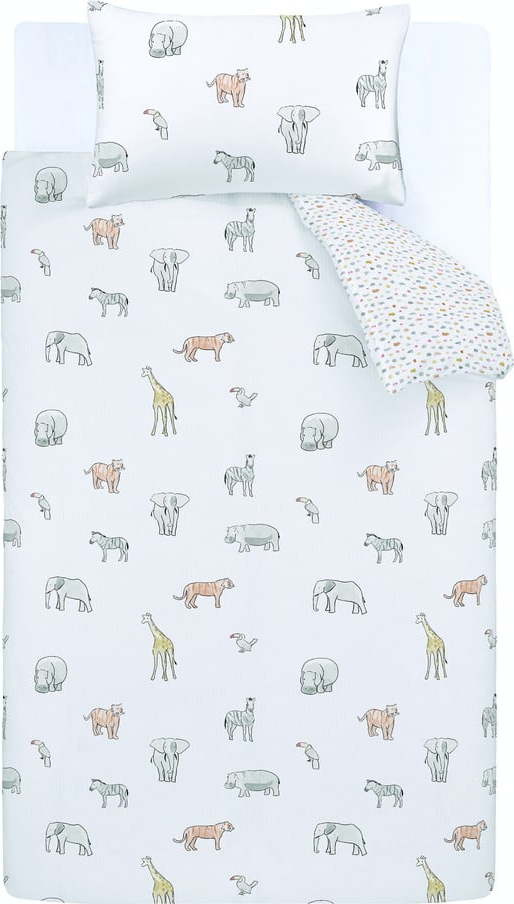 Bílé bavlněné dětské povlečení na dvoulůžko 200x200 cm Zoo Animals – Bianca Bianca