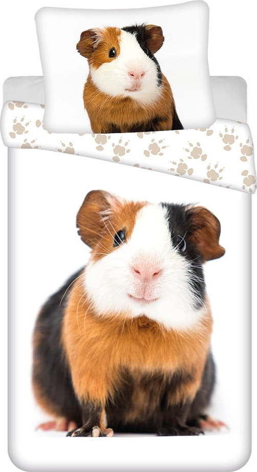 Bílé bavlněné dětské povlečení na jednolůžko 140x200 cm Guinea Pig – Jerry Fabrics Jerry Fabrics