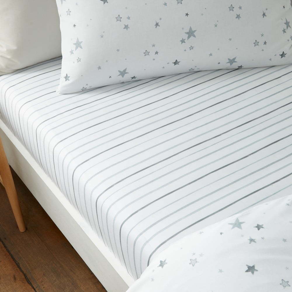 Bílé napínací bavlněné dětské prostěradlo do postýlky 70x140 cm Stars – Bianca Bianca
