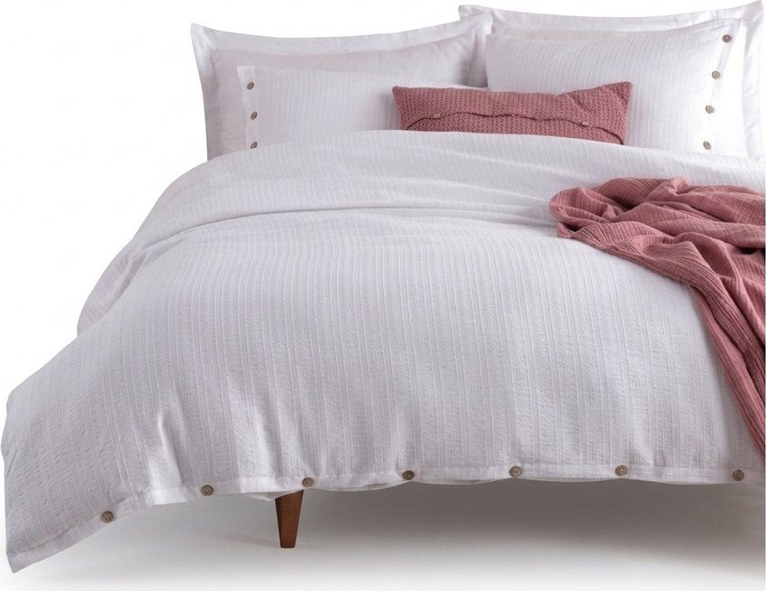 Bílé povlečení na jednolůžko z bavlny Renforcé 140x200 cm Como Striped – Mila Home Luxury Mila Home Luxury