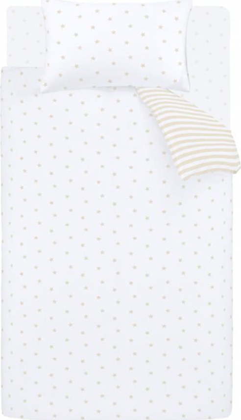 Bílé/béžové bavlněné dětské povlečení na jednolůžko 135x200 cm Mini Star & Stripes – Bianca Bianca