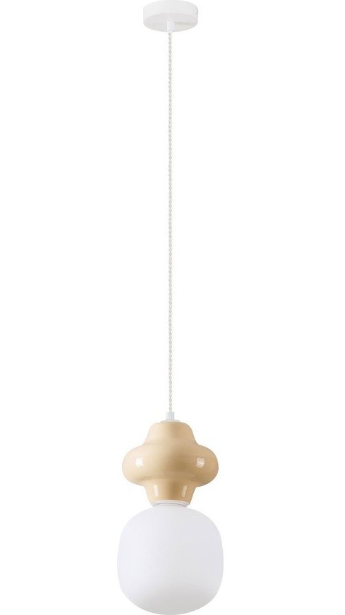 Bílé/krémové keramické závěsné svítidlo se skleněným stínidlem ø 18 cm Clio – Nova Luce Nova Luce