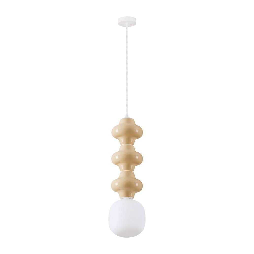Bílé/krémové keramické závěsné svítidlo se skleněným stínidlem ø 18 cm Clio – Nova Luce Nova Luce