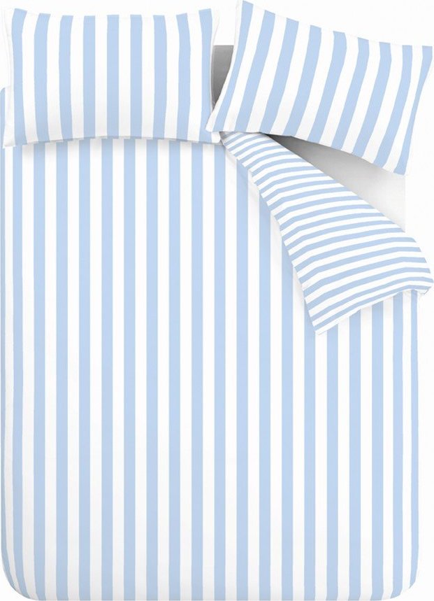 Bílé/modré povlečení na jednolůžko 135x200 cm Stripe Tease – Sassy B Sassy B