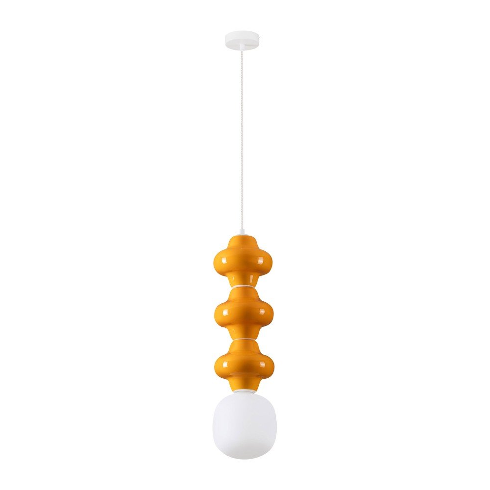 Bílé/oranžové keramické závěsné svítidlo se skleněným stínidlem ø 18 cm Clio – Nova Luce Nova Luce