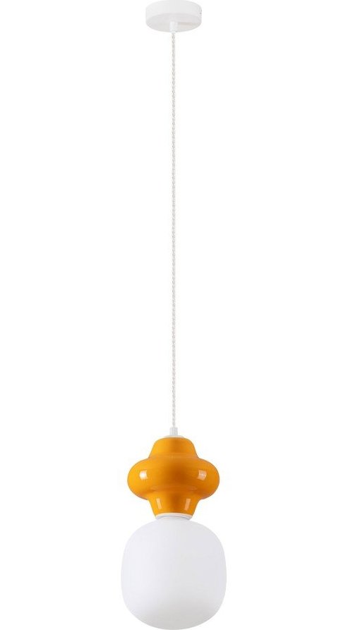 Bílé/oranžové keramické závěsné svítidlo se skleněným stínidlem ø 18 cm Clio – Nova Luce Nova Luce