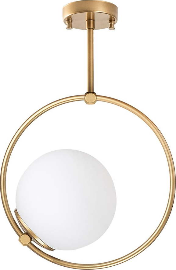 Bílé/v mosazné barvě stropní svítidlo se skleněným stínidlem 39x26 cm Dolunay – Opviq lights Opviq lights