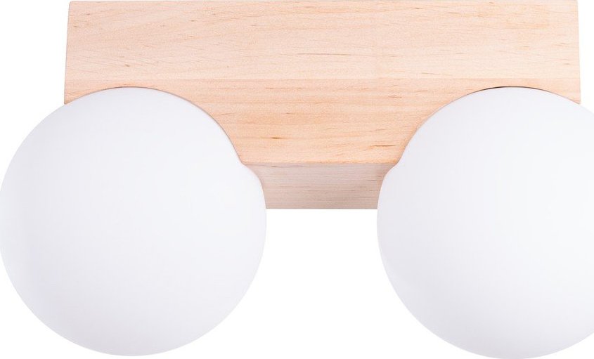 Bílé/v přírodní barvě stropní svítidlo z masivního dřeva se skleněným stínidlem ø 12 cm Solum – Sollux Sollux