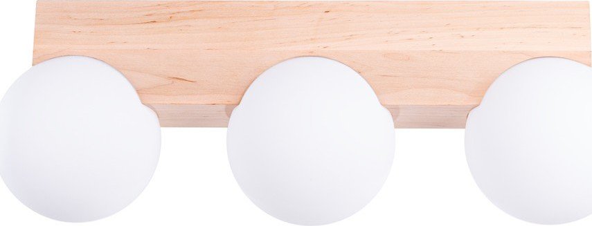 Bílé/v přírodní barvě stropní svítidlo z masivního dřeva se skleněným stínidlem ø 12 cm Solum – Sollux Sollux