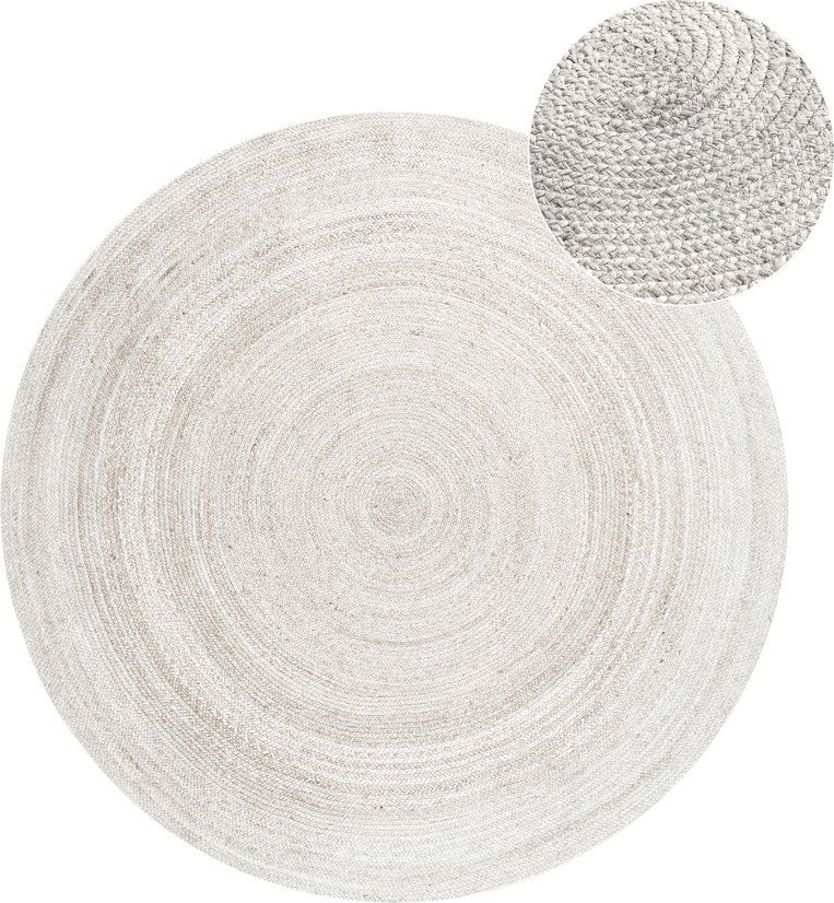 Bílý oboustranný/ručně tkaný jutový kulatý koberec ø 140 cm Braided – Hanse Home Hanse Home