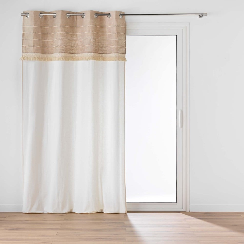 Bílý/hnědý závěs s příměsí juty 140x240 cm Cirrus – douceur d'intérieur Douceur d intérieur