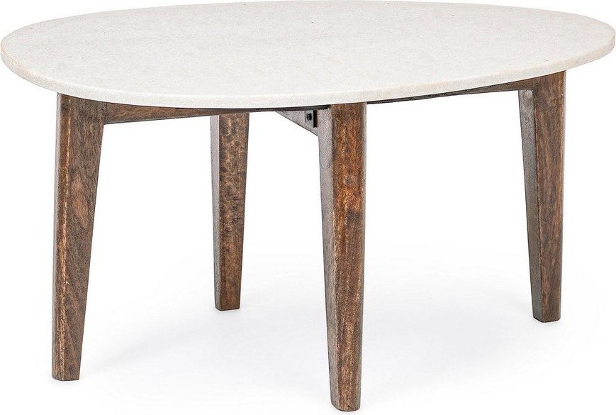 Bílý/v přírodní barvě konferenční stolek s mramorovou deskou 50x70 cm Sylvester – Bizzotto Bizzotto