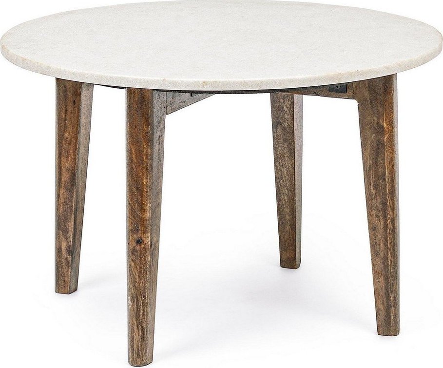 Bílý/v přírodní barvě kulatý konferenční stolek s mramorovou deskou ø 60 cm Sylvester – Bizzotto Bizzotto