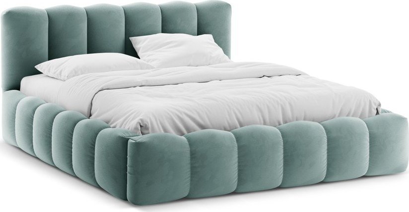 Čalouněná dvoulůžková postel s úložným prostorem s roštem 180x200 cm v mentolové barvě Lupine – Micadoni Micadoni