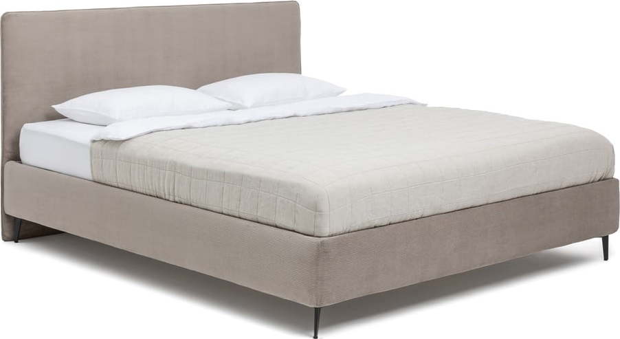 Čalouněná dvoulůžková postel taupe s roštem 160x200 cm Noira Slim – Bonami Selection Bonami Selection