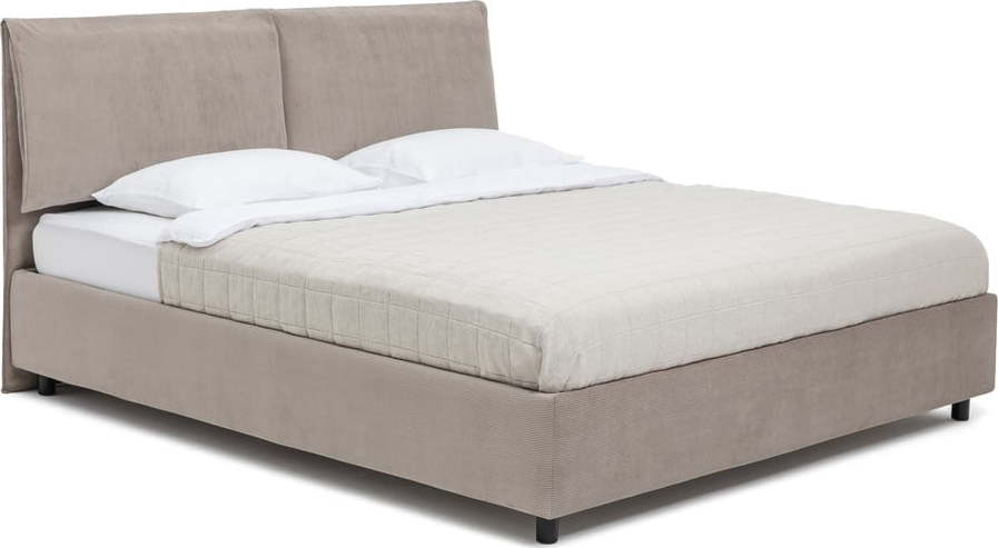 Čalouněná dvoulůžková postel taupe s úložným prostorem s roštem 160x200 cm Myra Pillow – Bonami Selection Bonami Selection