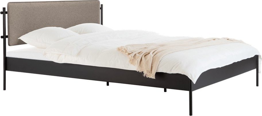 Černá ocelová čalouněná dvoulůžková postel s roštem 140x200 cm Eton Basic – noo.ma NOO.MA