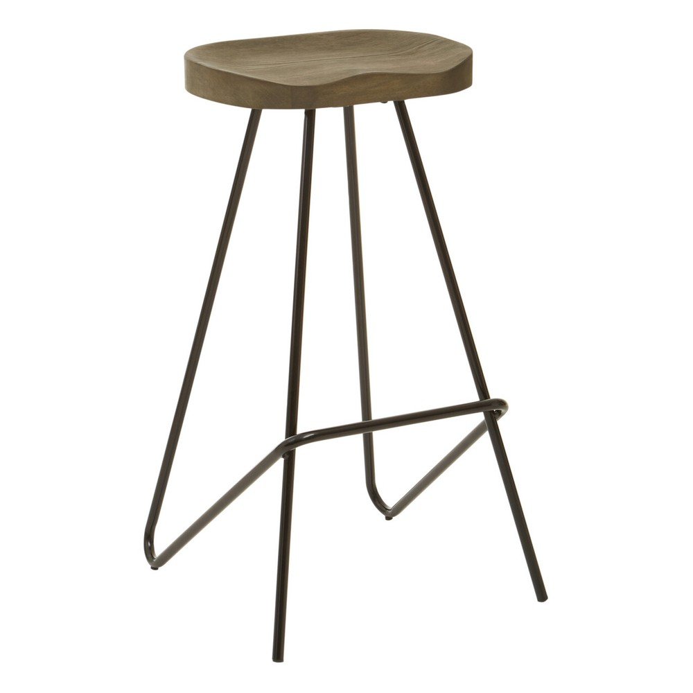 Černá/v přírodní barvě barová stolička z jilmového dřeva (výška sedáku 78 cm) District – Premier Housewares Premier Housewares