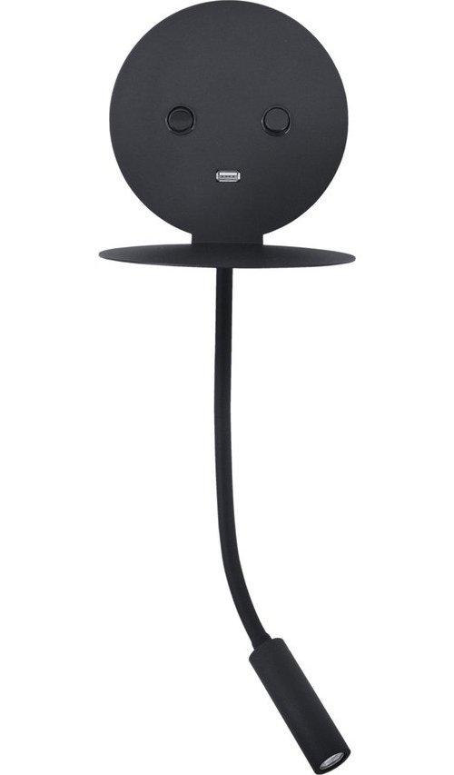 Černé hliníkové LED nástěnné svítidlo s ohybatelnou konstrukcí/s USB portem Eclip – Nova Luce Nova Luce