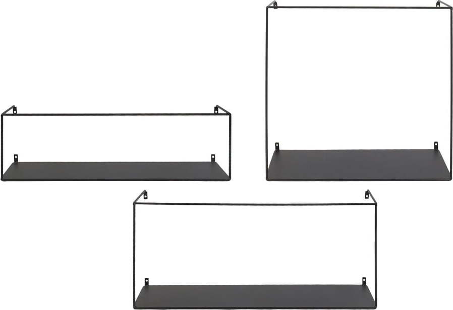 Černé kovové police v sadě 3 ks 40 cm Ulmo – House Nordic House Nordic