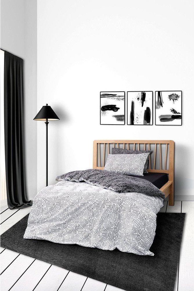 Černé povlečení na jednolůžko 200x140 cm Maze – Mijolnir Mijolnir