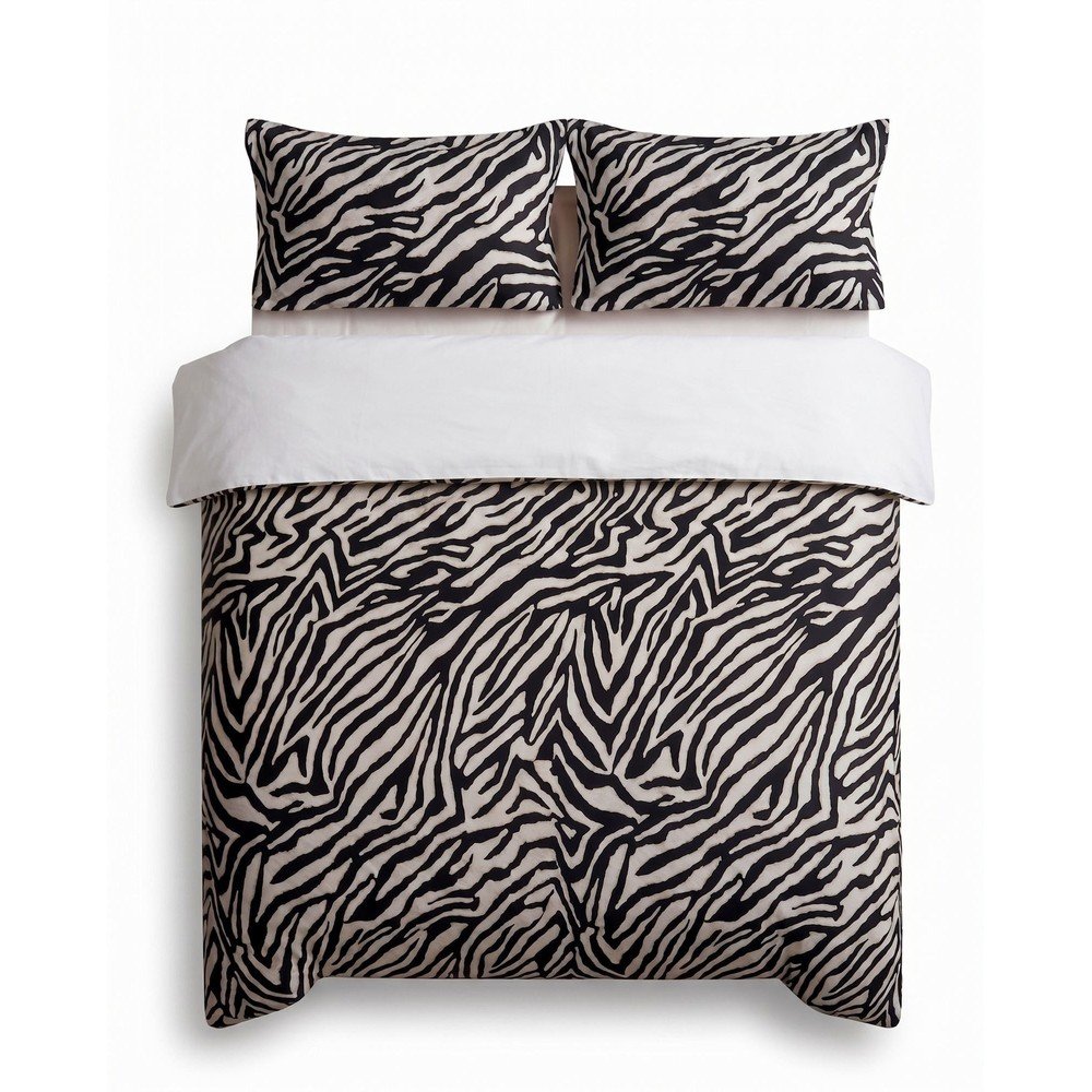 Černé povlečení na jednolůžko 200x140 cm Zebra – Mijolnir Mijolnir