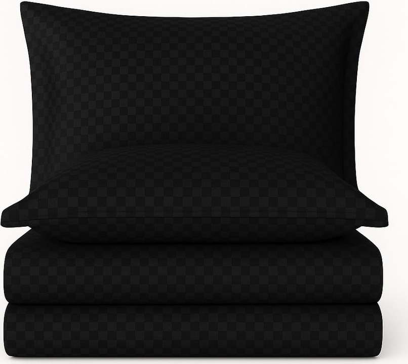 Černé povlečení na jednolůžko z bavlny Renforcé 140x200 cm Checkered – Mila Home Luxury Mila Home Luxury