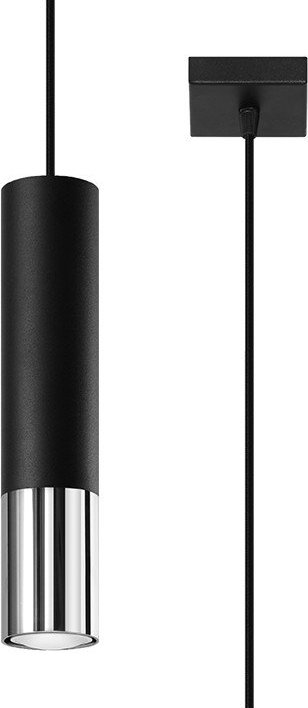 Černé/ve stříbrné barvě kovové závěsné svítidlo ø 8 cm Longbot – Sollux Sollux