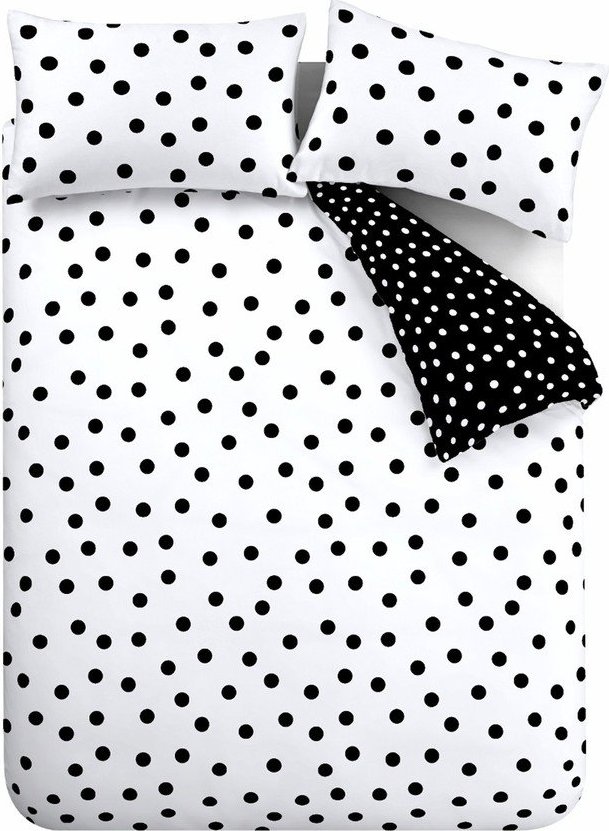 Černobílé 3dílné povlečení na dvoulůžko 200x200 cm Polka Dot – Catherine Lansfield Catherine Lansfield