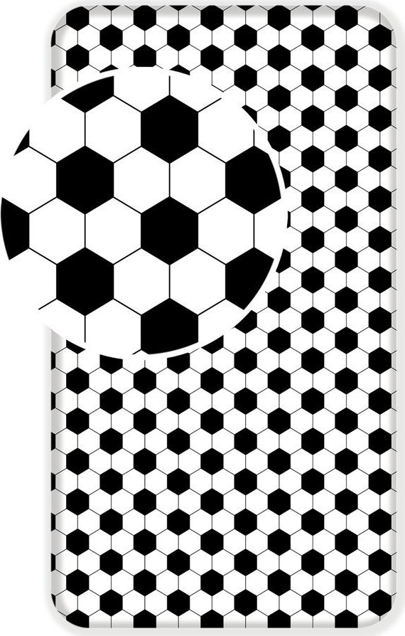 Černobílé napínací bavlněné dětské prostěradlo na jednolůžko 90x200 cm Football – Jerry Fabrics Jerry Fabrics