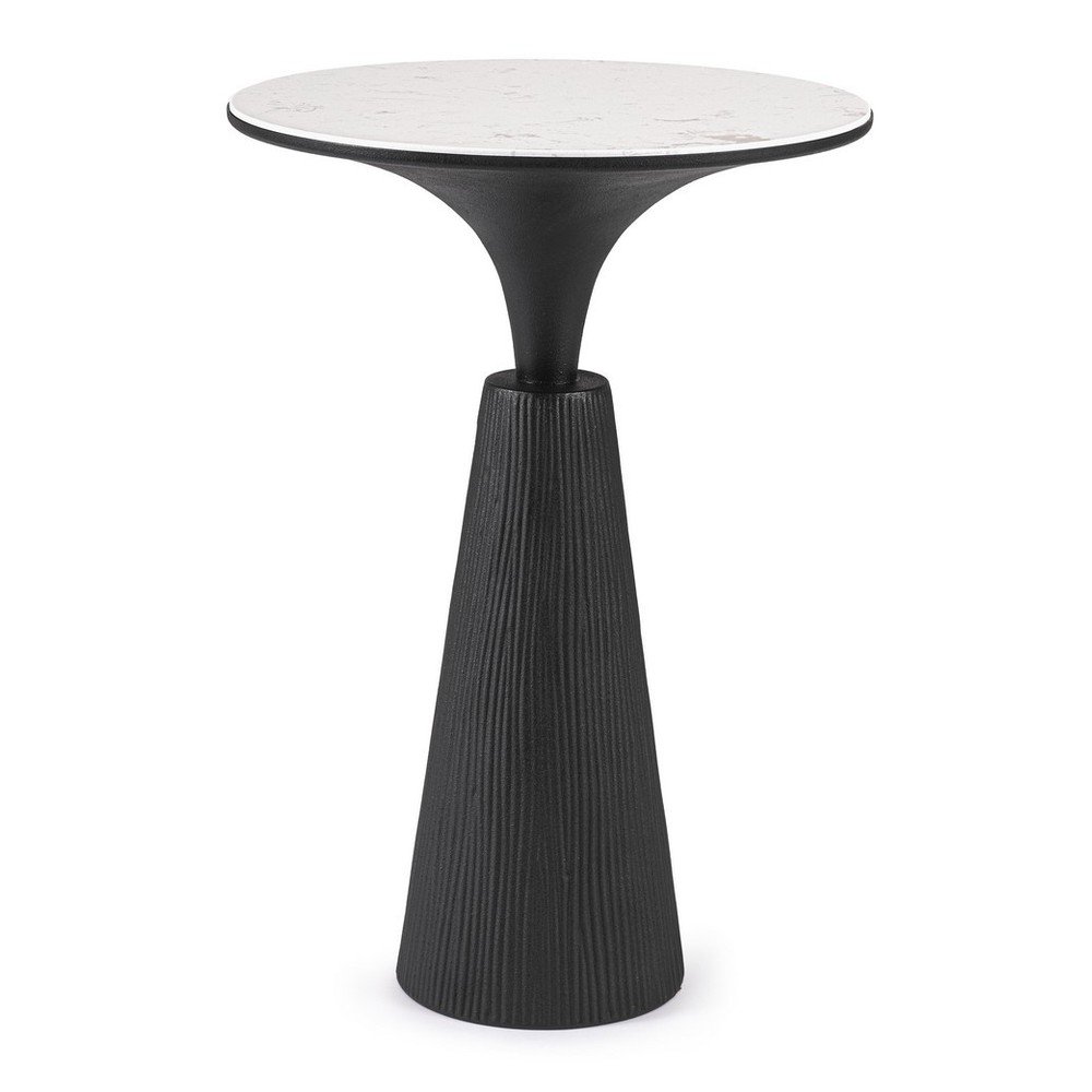 Černobílý kulatý konferenční stolek s mramorovou deskou ø 51 cm Rondel – Bizzotto Bizzotto