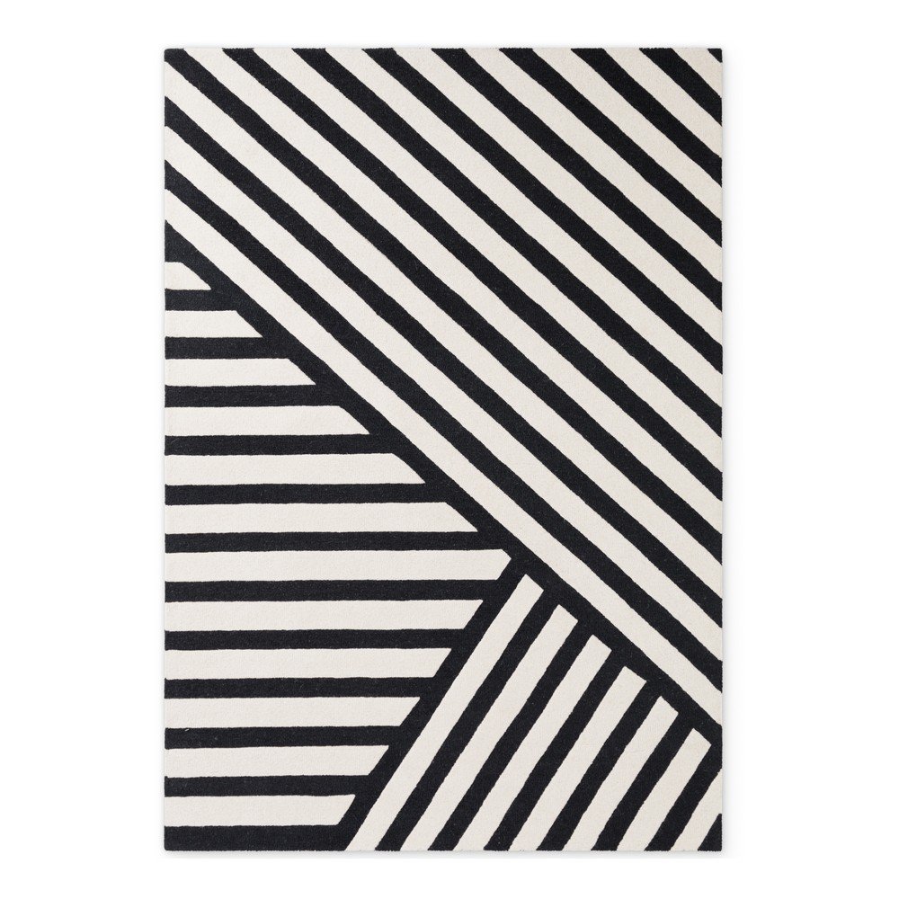 Černobílý ručně tkaný vlněný koberec 120x180 cm Stryve Noir – Elle Decoration Elle Decoration
