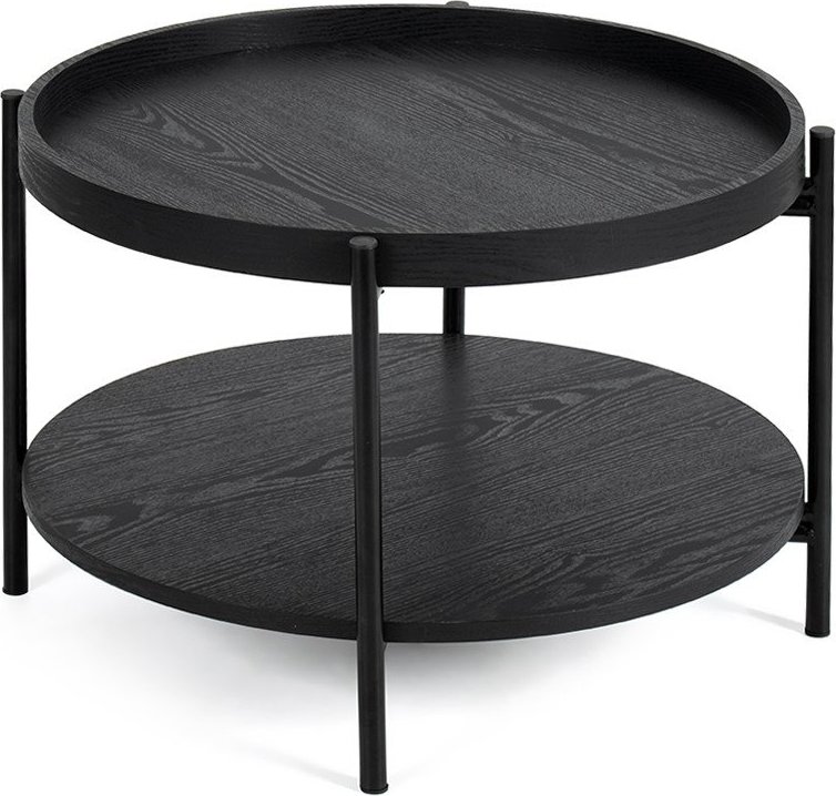 Černý kulatý konferenční stolek v dekoru dubu ø 64 cm Hagen – Bonami Essentials Bonami Essentials