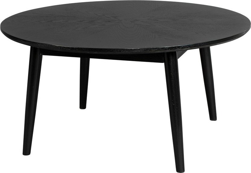 Černý kulatý konferenční stolek v dekoru dubu ø 80 cm Fabio – White Label White Label