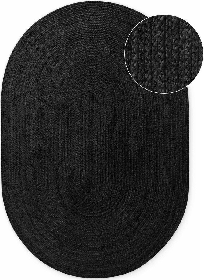 Černý oboustranný/ručně tkaný jutový koberec 160x230 cm Braided – Hanse Home Hanse Home
