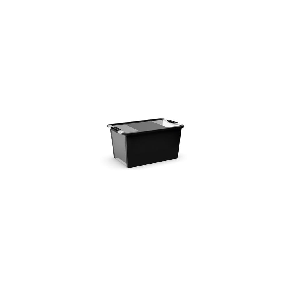 Černý plastový úložný box s víkem 55x35x28 cm Bi-Box L – KIS KIS