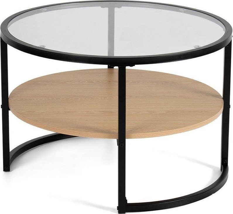 Černý/v přírodní barvě kulatý konferenční stolek v dekoru dubu ø 68 cm Zanu – Bonami Essentials Bonami Essentials