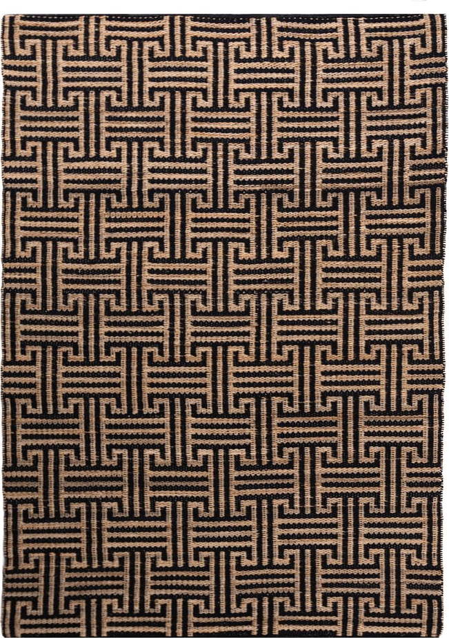 Černý/v přírodní barvě ručně tkaný koberec s příměsí juty 160x230 cm Meander Jute – Flair Rugs Flair Rugs