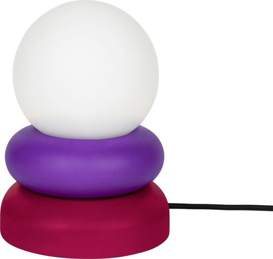 Červená/fialová stolní lampa z masivního dřeva se skleněným stínidlem (výška 24 cm) Otem – noo.ma NOO.MA