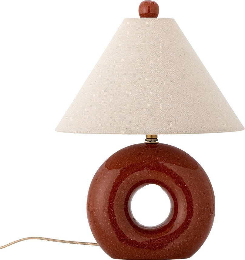 Červená/krémová keramická stolní lampa s textilním stínidlem (výška 42 cm) Panja – Bloomingville Bloomingville