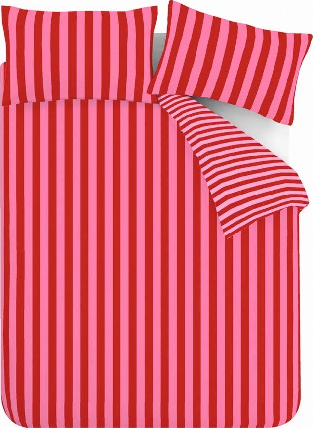 Červené/růžové 3dílné povlečení na dvoulůžko 200x200 cm Stripe Tease – Sassy B Sassy B
