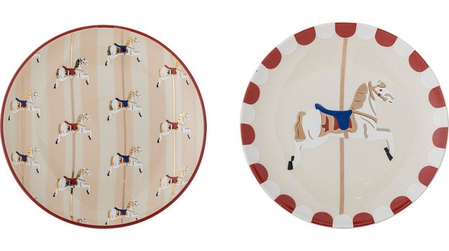 Dezertní talíře v sadě 2 ks s vánočním motivem z kameniny ø 16 cm Merry-go-round – Bloomingville Bloomingville