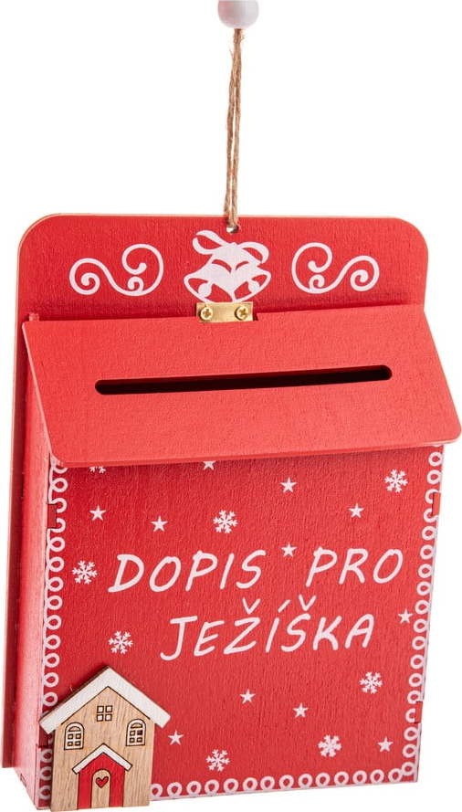 Dřevěná závěsná vánoční dekorace 17 cm Dopis Pro Ježíška – Dakls Dakls
