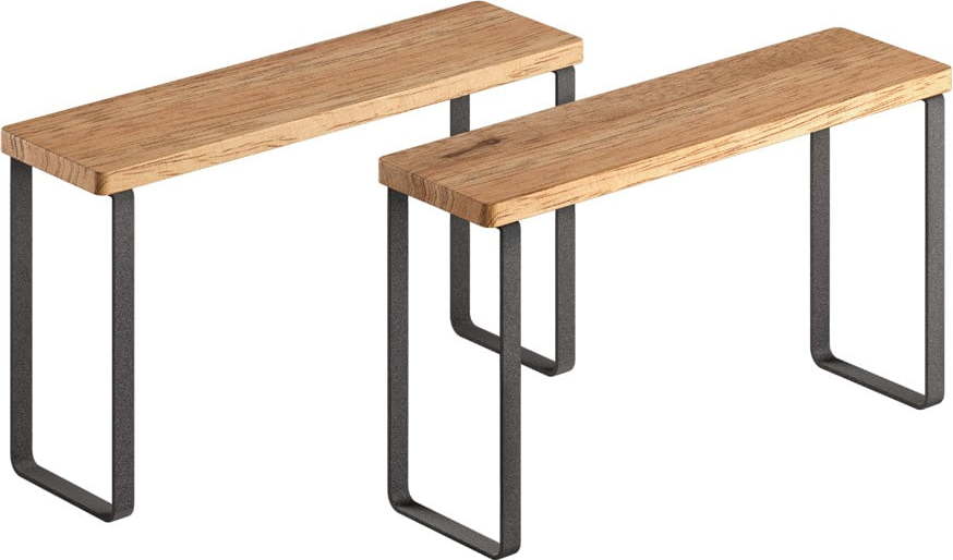Dřevěné přídavné poličky v matně černo-přírodní barvě v sadě 2 ks 27x8 cm York – Metaltex Metaltex