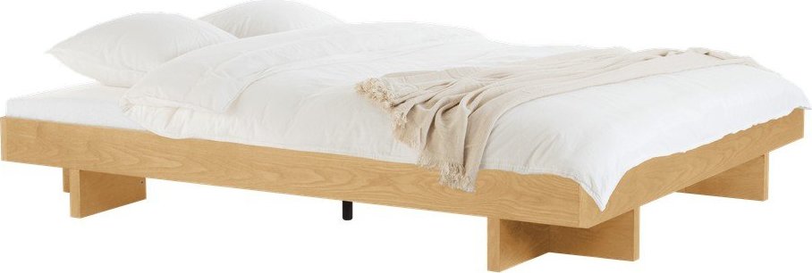 Dvoulůžková postel z MDF v dekoru dubu bez čela s roštem 200x200 cm v přírodní barvě Kito – noo.ma NOO.MA