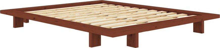 Dvoulůžková postel z borovicového dřeva bez čela s roštem 140x200 cm v terakotové barvě Japan – Karup Design Karup